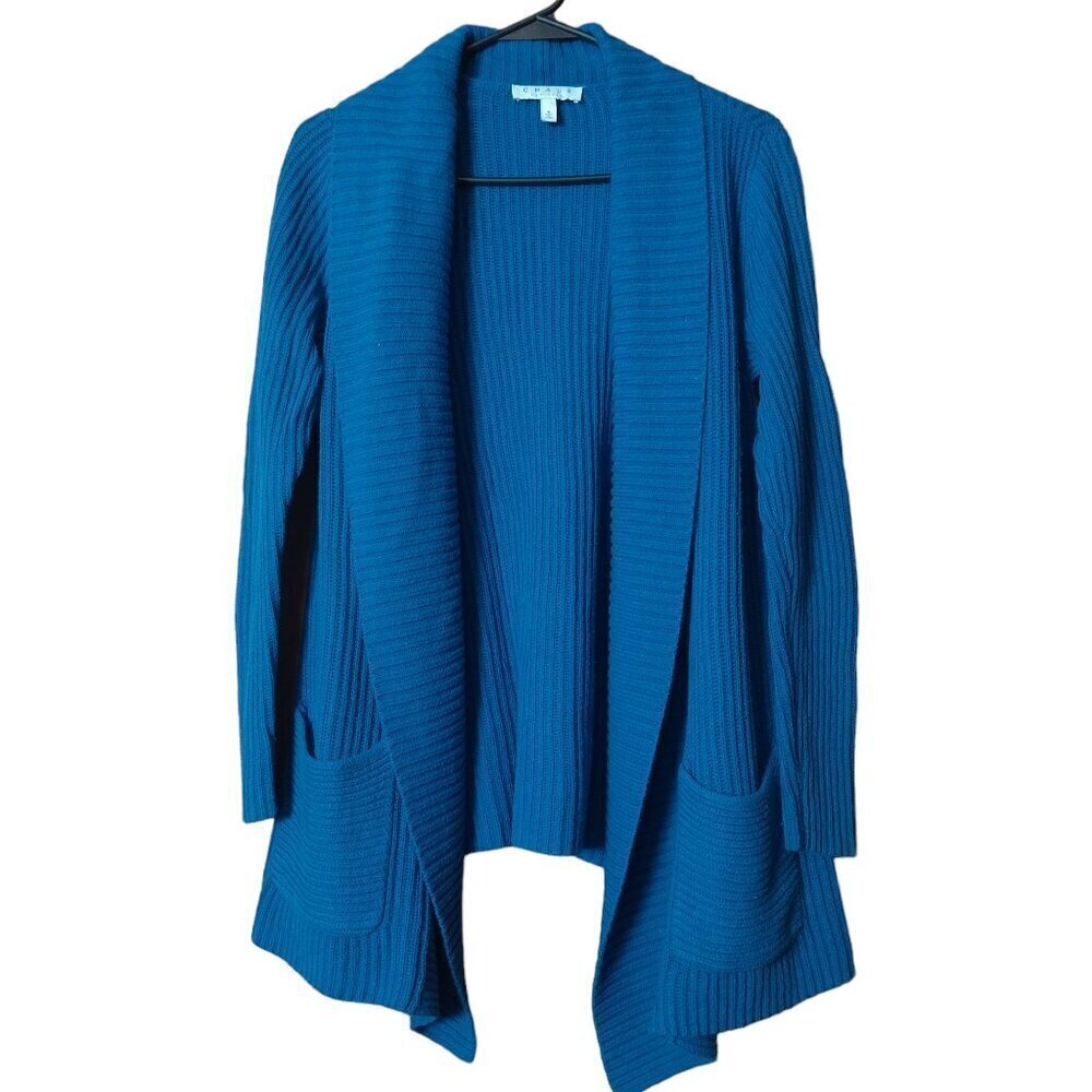 Chaus New York Size Small Blue Knit Open Front Cardigan Sweater